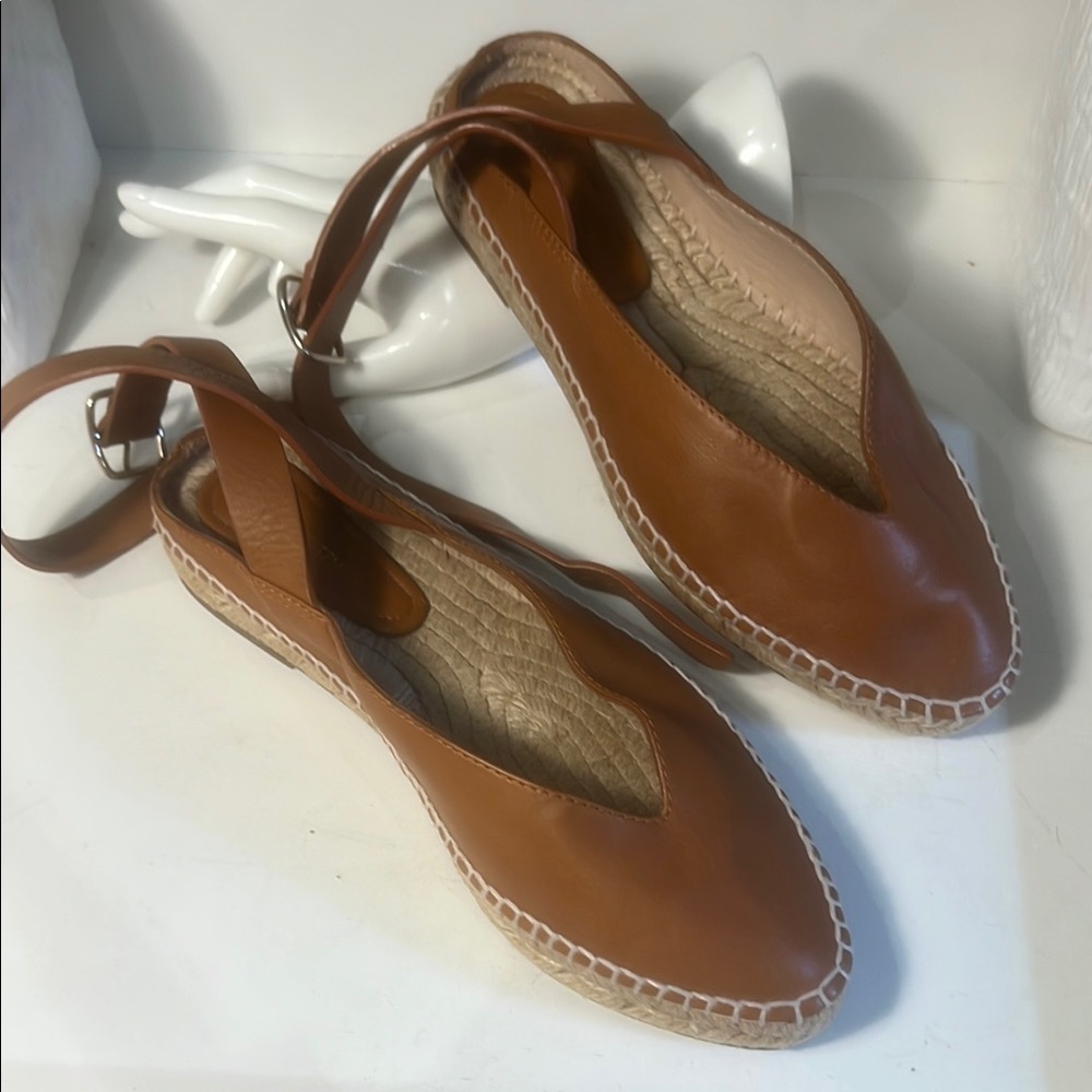 Stuart Weitzman Brown Leather Espadrilles